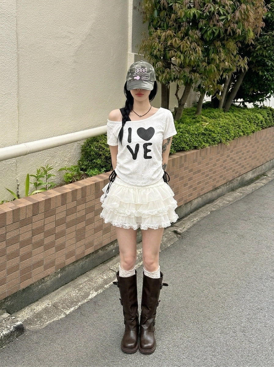 ドットハートルーズトップス