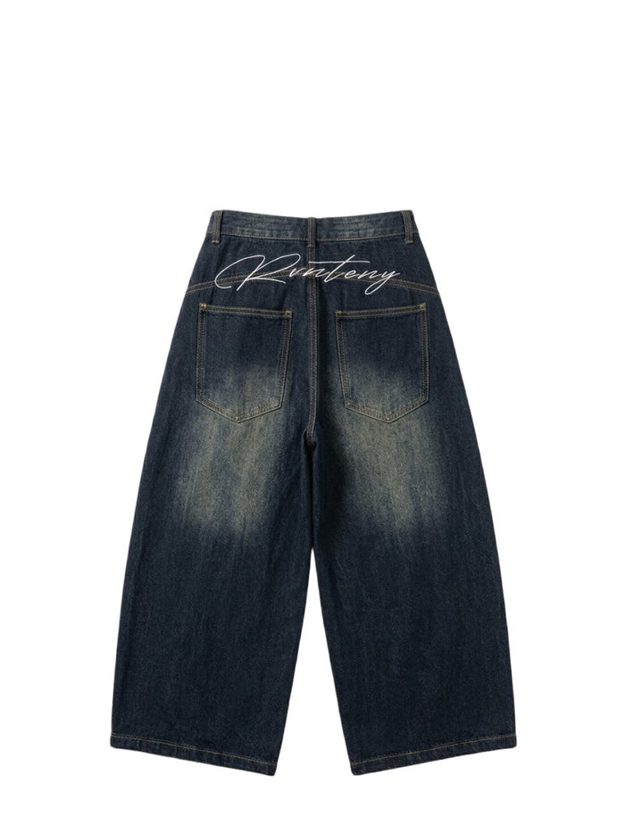 バックロゴヴィンテージワイドデニムパンツ