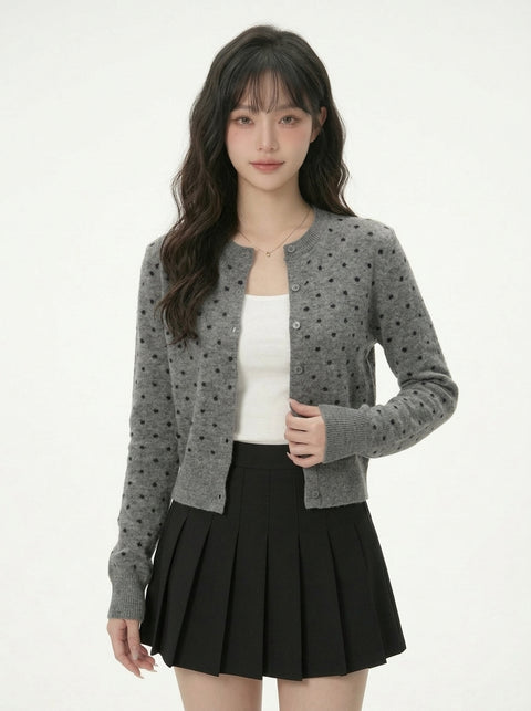 ドットクロップドニットカーディガン