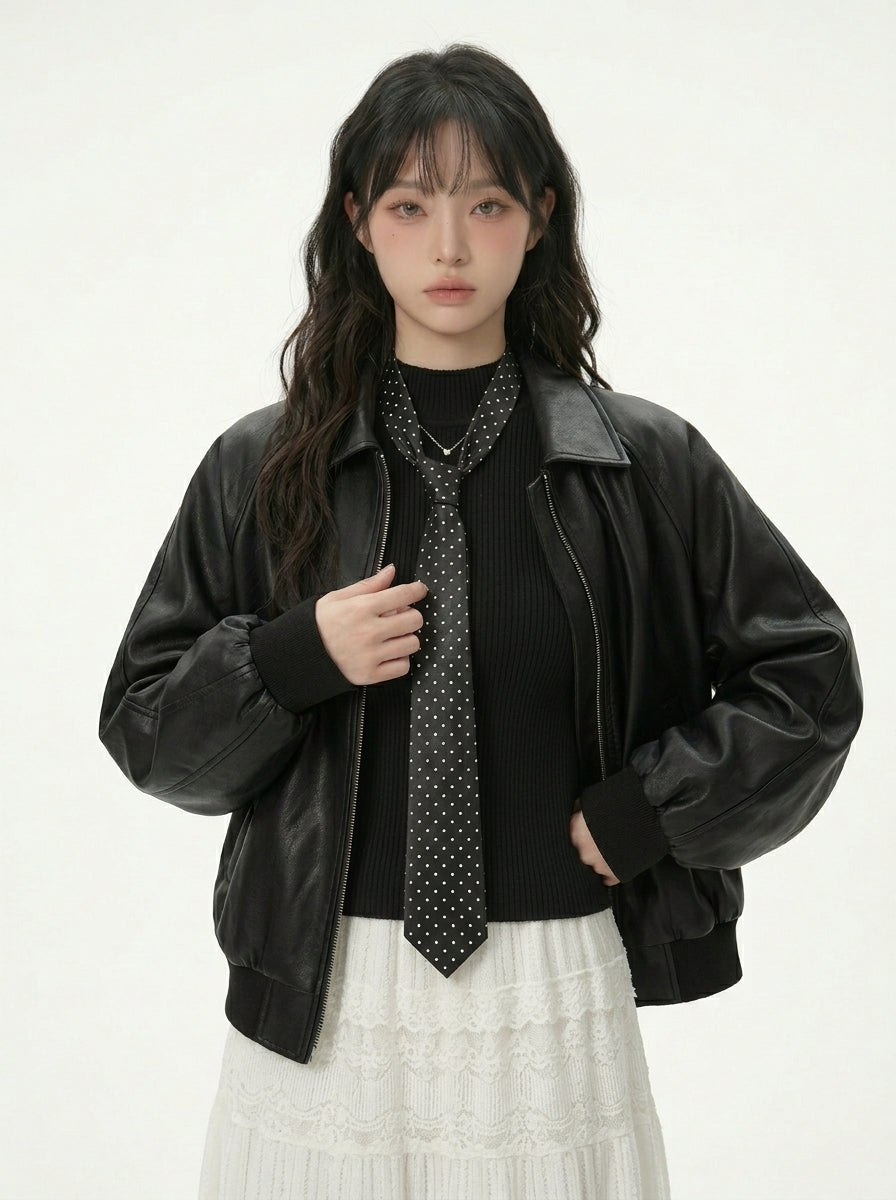ドットストール レザーブルゾン