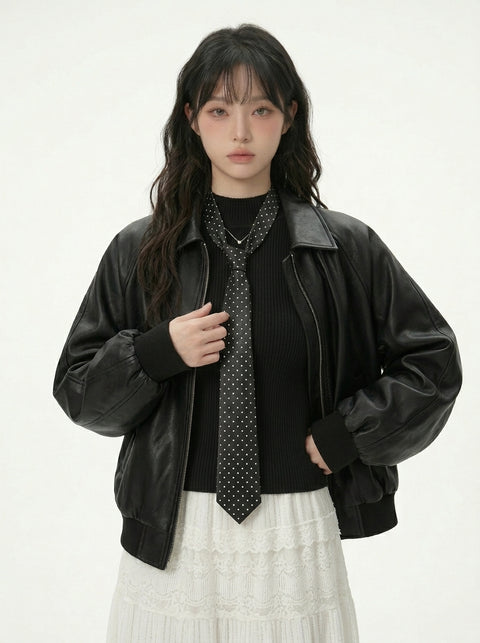 ドットストール レザーブルゾン