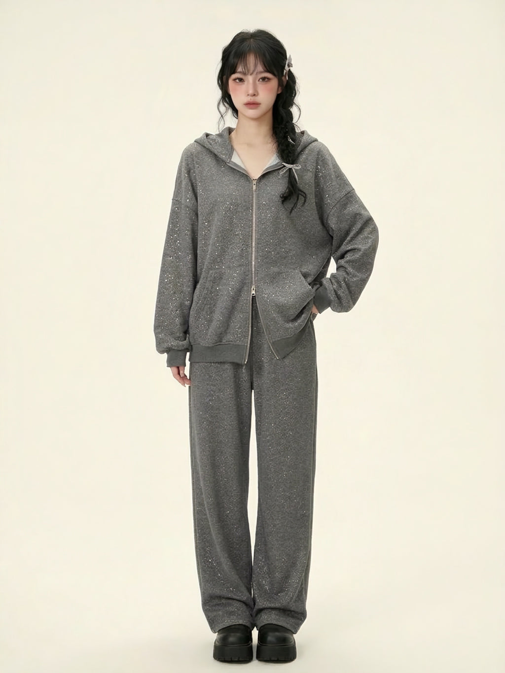 ウォッシュグレー フーディーセットアップ