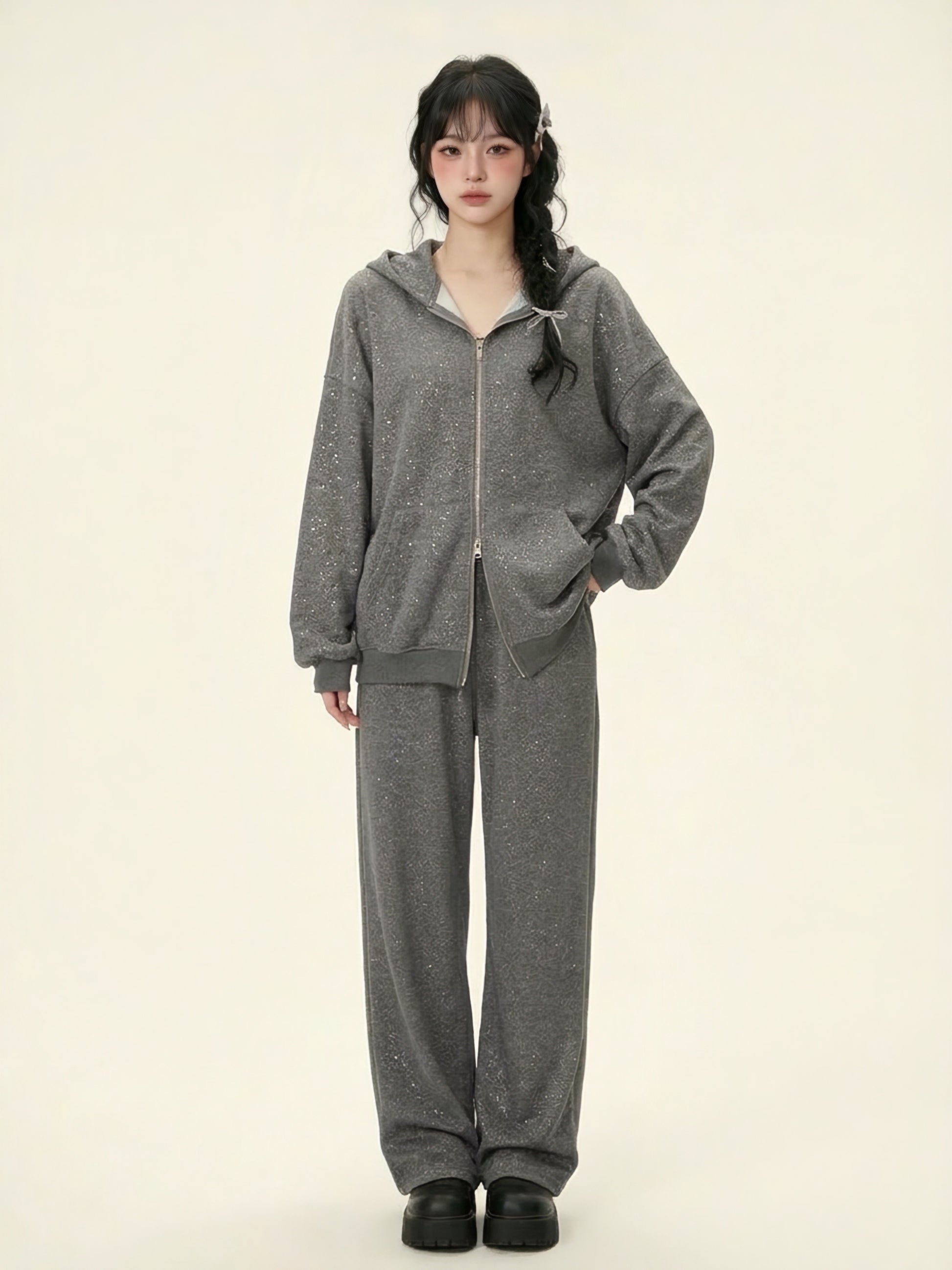 ウォッシュグレー フーディーセットアップ