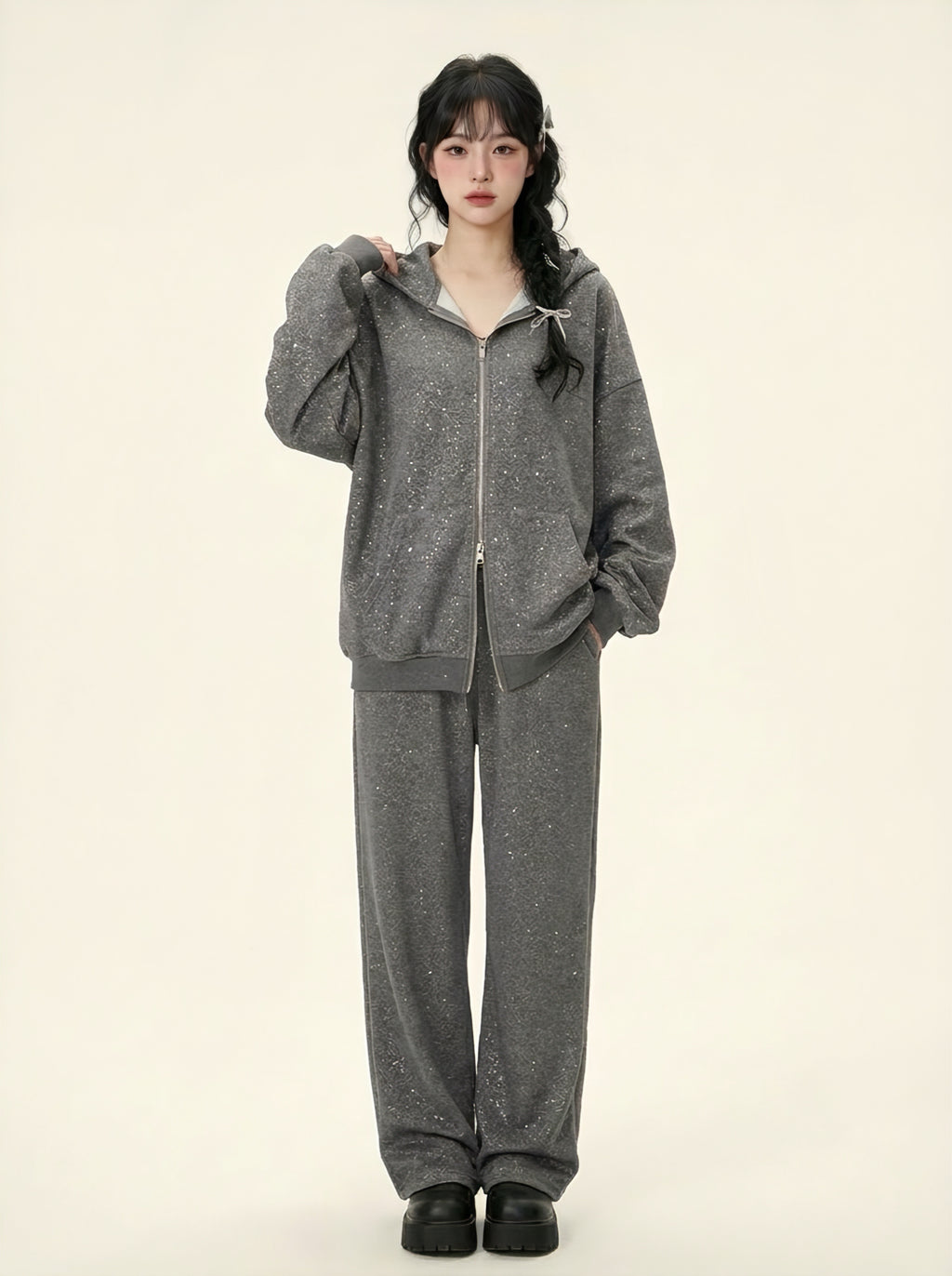 ウォッシュグレー フーディーセットアップ