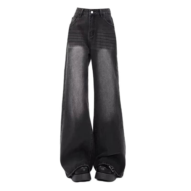 ブラックウォッシュ ワイドデニム