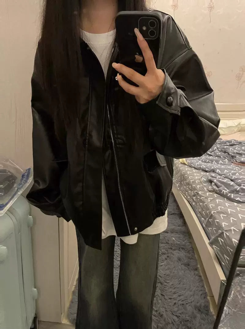 フェイクレザー ブルゾン