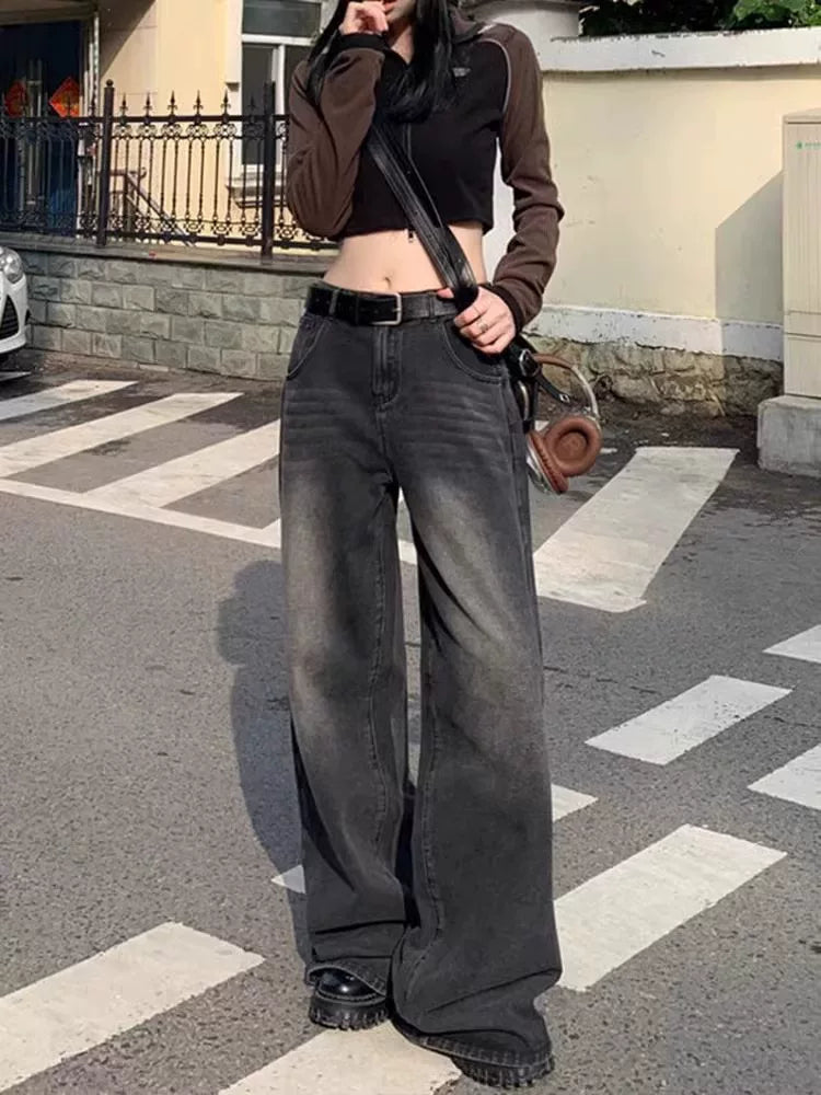 ブラックウォッシュ ワイドデニム