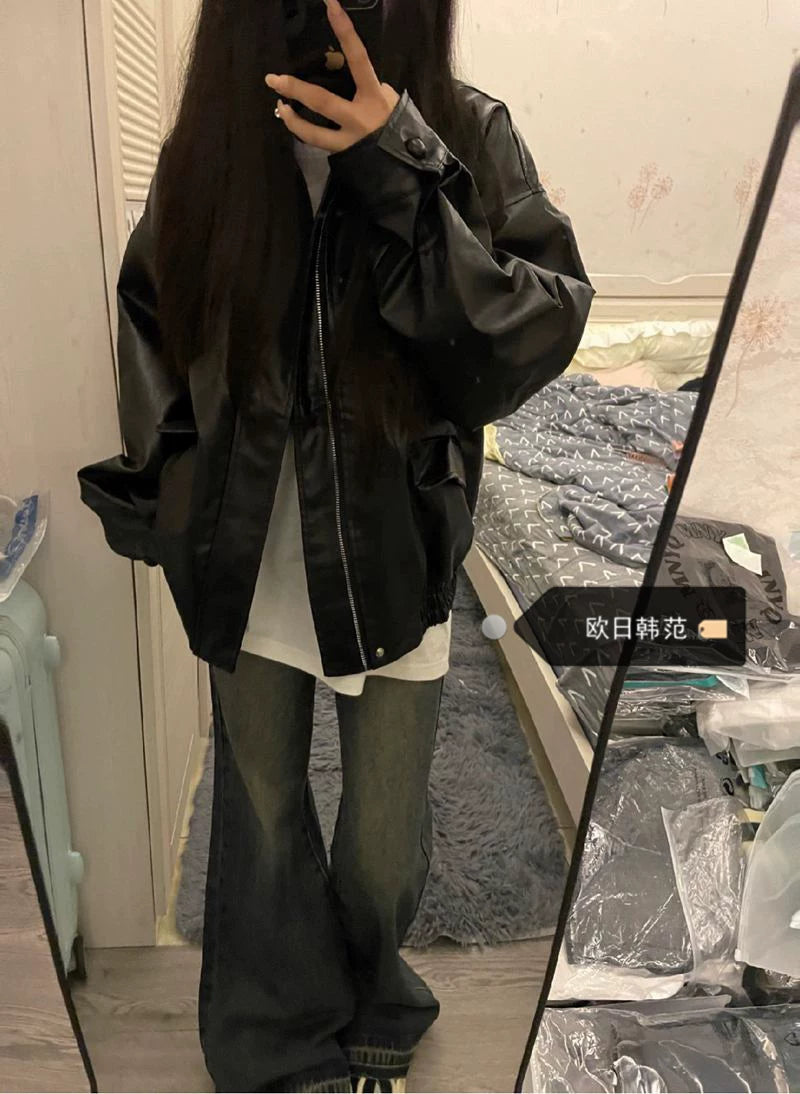 フェイクレザー ブルゾン