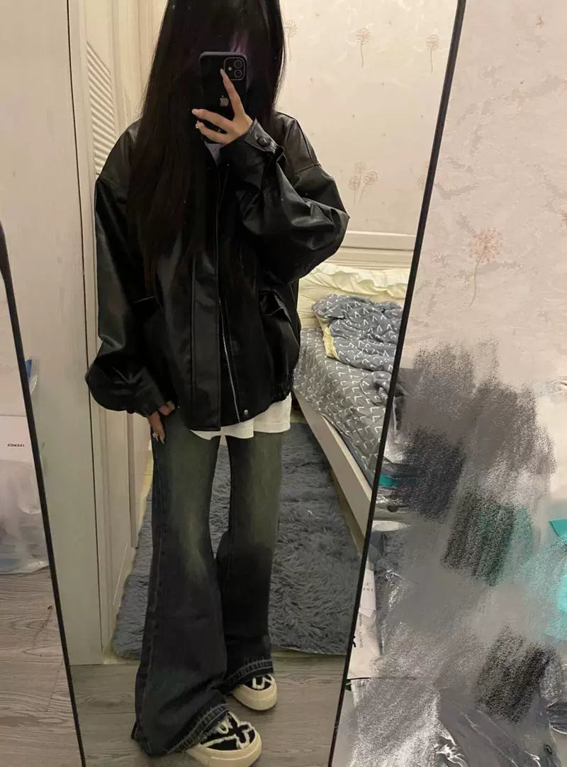 フェイクレザー ブルゾン